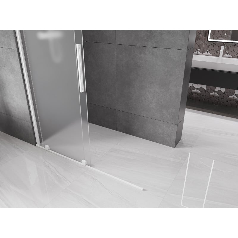 Mexen Velar ścianka prysznicowa rozsuwana Walk-in 160 x 200 cm, szron 8 mm, biała - 871-160-000-33-20