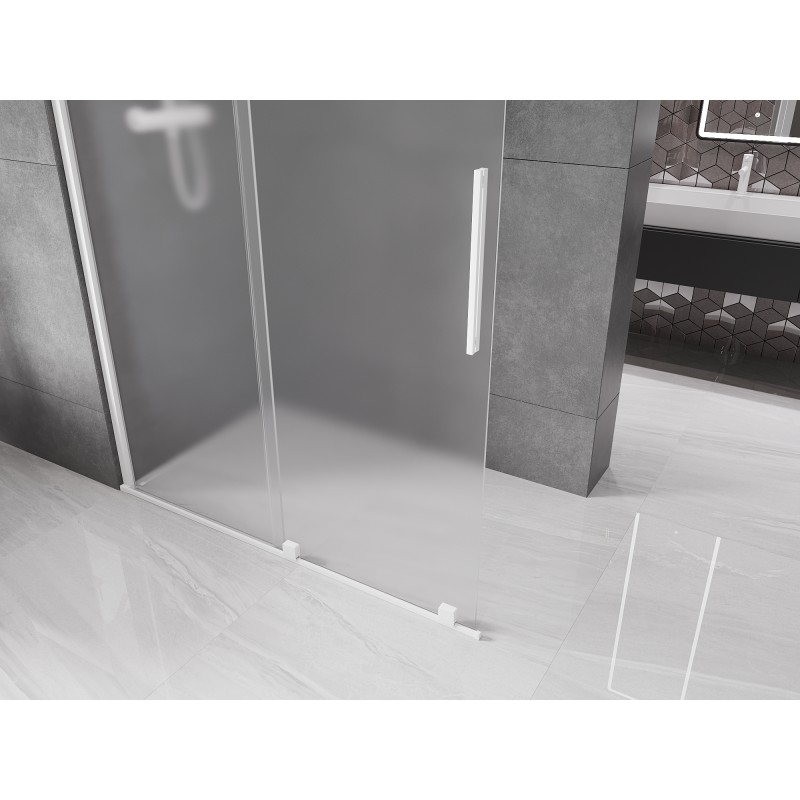 Mexen Velar ścianka prysznicowa rozsuwana Walk-in 160 x 200 cm, szron 8 mm, biała - 871-160-000-33-20