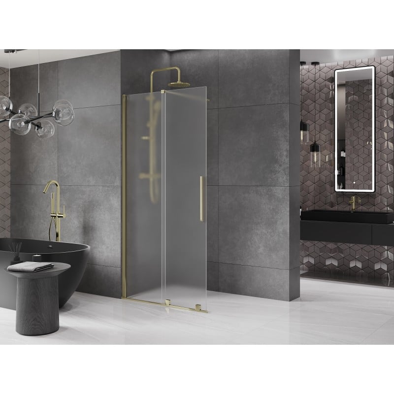 Mexen Velar ścianka prysznicowa rozsuwana Walk-in 70 x 200 cm, szron 8 mm, złota - 871-070-000-33-50