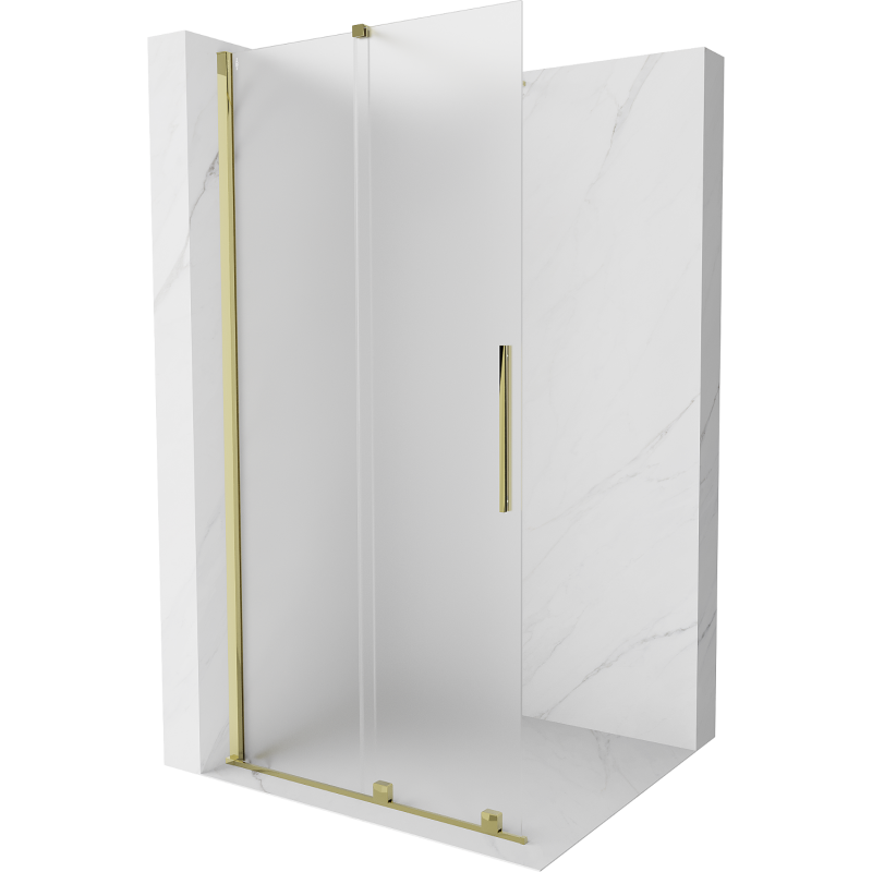Mexen Velar ścianka prysznicowa rozsuwana Walk-in 85 x 200 cm, szron 8 mm, złota - 871-085-000-33-50