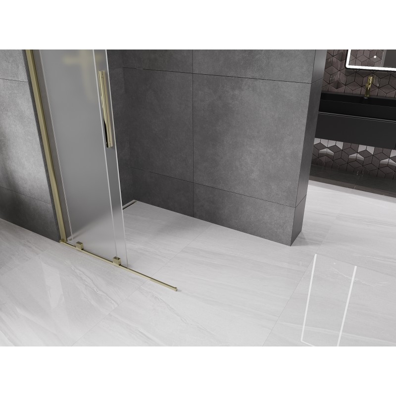 Mexen Velar ścianka prysznicowa rozsuwana Walk-in 100 x 200 cm, szron 8 mm, złota - 871-100-000-33-50