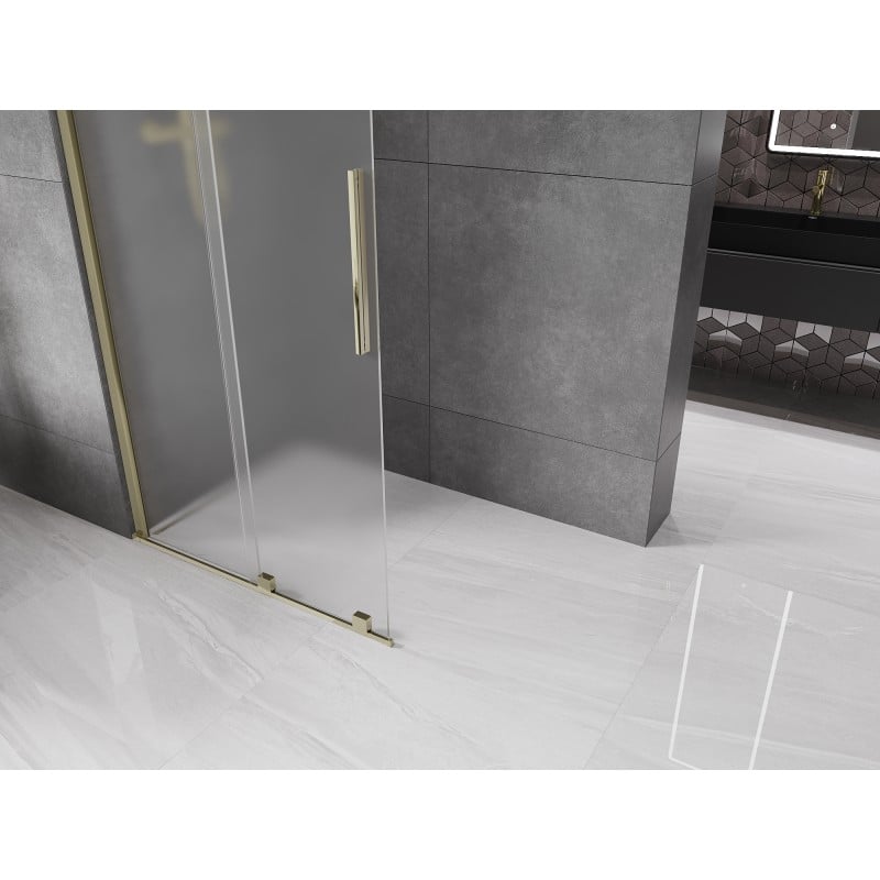 Mexen Velar ścianka prysznicowa rozsuwana Walk-in 110 x 200 cm, szron 8 mm, złota - 871-110-000-33-50