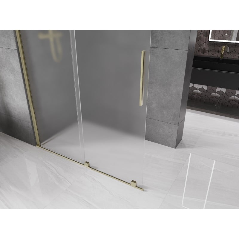 Mexen Velar ścianka prysznicowa rozsuwana Walk-in 130 x 200 cm, szron 8 mm, złota - 871-130-000-33-50