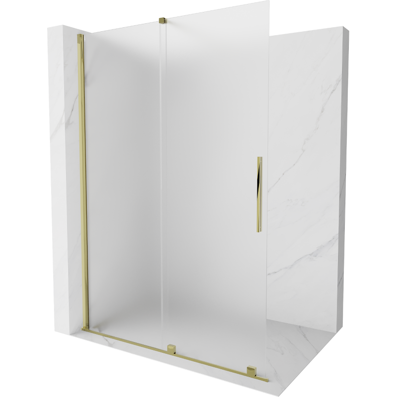Mexen Velar ścianka prysznicowa rozsuwana Walk-in 140 x 200 cm, szron 8 mm, złota - 871-140-000-33-50