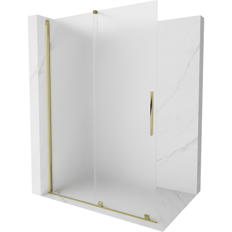 Mexen Velar ścianka prysznicowa rozsuwana Walk-in 140 x 200 cm, szron 8 mm, złota - 871-140-000-33-50