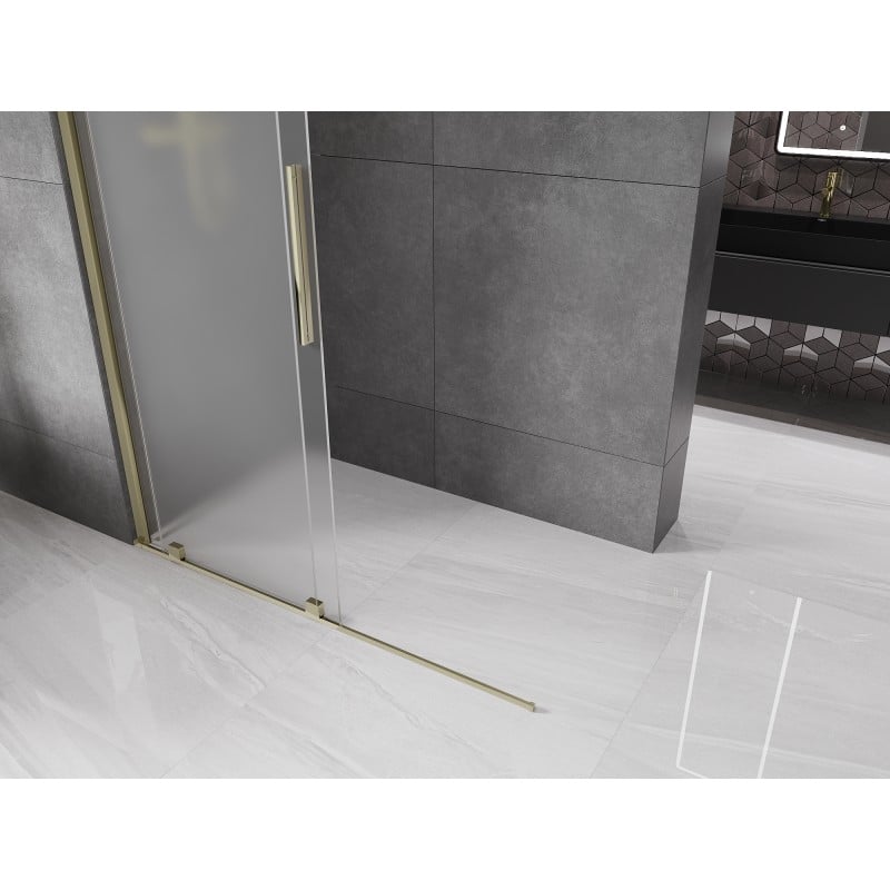 Mexen Velar ścianka prysznicowa rozsuwana Walk-in 150 x 200 cm, szron 8 mm, złota - 871-150-000-33-50
