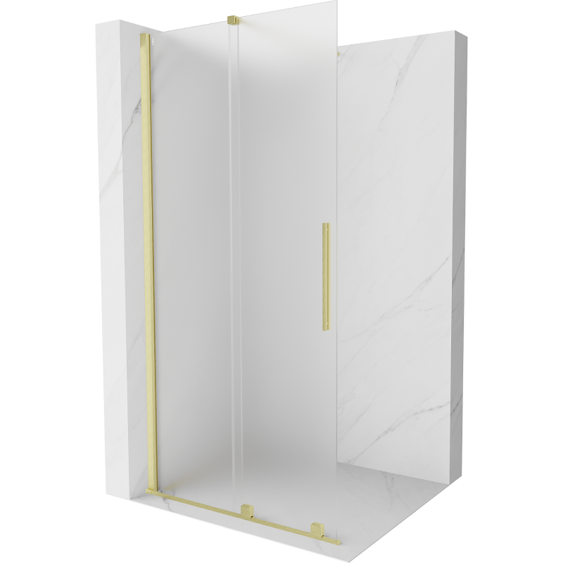 Mexen Velar ścianka prysznicowa rozsuwana Walk-in 85 x 200 cm, szron 8 mm, złota szczotkowana - 871-085-000-33-55