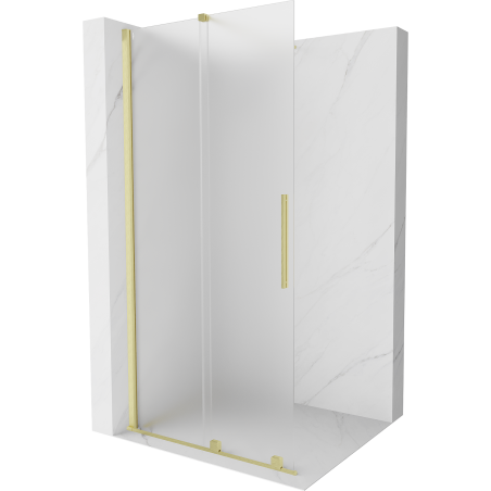 Mexen Velar ścianka prysznicowa rozsuwana Walk-in 85 x 200 cm, szron 8 mm, złota szczotkowana - 871-085-000-33-55