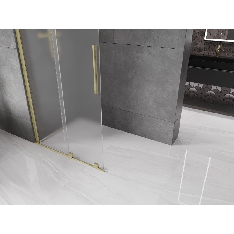 Mexen Velar ścianka prysznicowa rozsuwana Walk-in 75 x 200 cm, szron 8 mm, złota szczotkowana - 871-075-000-33-55