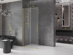Mexen Velar ścianka prysznicowa rozsuwana Walk-in 100 x 200 cm, szron 8 mm, złota szczotkowana - 871-100-000-33-55