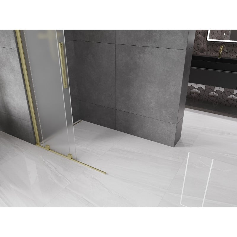 Mexen Velar ścianka prysznicowa rozsuwana Walk-in 100 x 200 cm, szron 8 mm, złota szczotkowana - 871-100-000-33-55