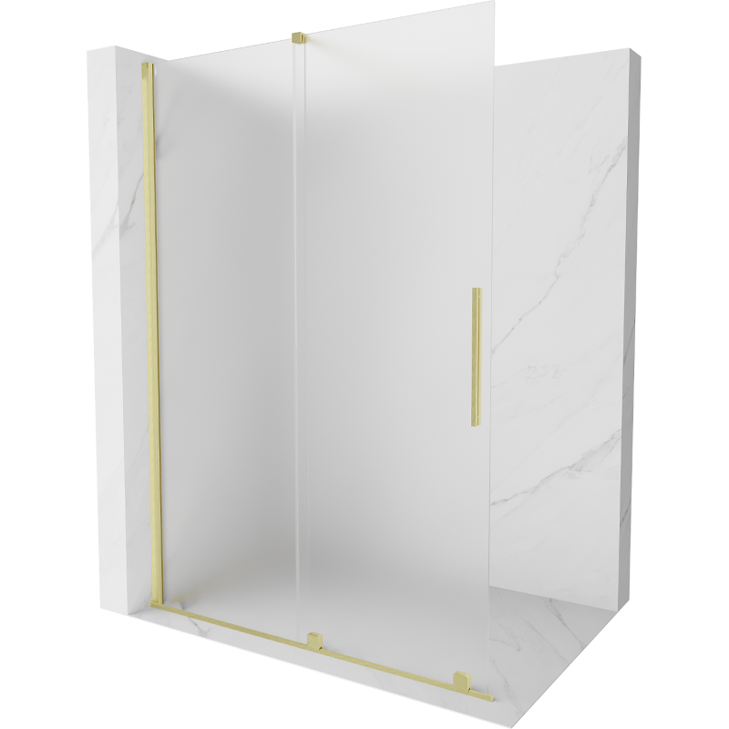 Mexen Velar ścianka prysznicowa rozsuwana Walk-in 140 x 200 cm, szron 8 mm, złota szczotkowana - 871-140-000-33-55