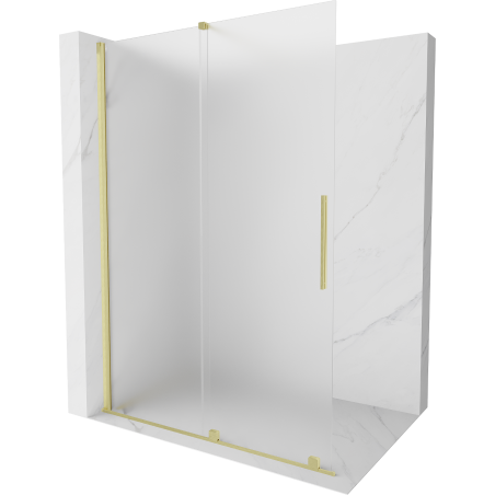Mexen Velar ścianka prysznicowa rozsuwana Walk-in 140 x 200 cm, szron 8 mm, złota szczotkowana - 871-140-000-33-55