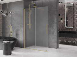 Mexen Velar ścianka prysznicowa rozsuwana Walk-in 140 x 200 cm, szron 8 mm, złota szczotkowana - 871-140-000-33-55