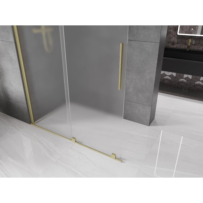 Mexen Velar ścianka prysznicowa rozsuwana Walk-in 160 x 200 cm, szron 8 mm, złota szczotkowana - 871-160-000-33-55