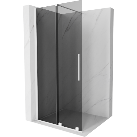 Mexen Velar ścianka prysznicowa rozsuwana Walk-in 85 x 200 cm, grafit 8 mm, biała - 871-085-000-43-20