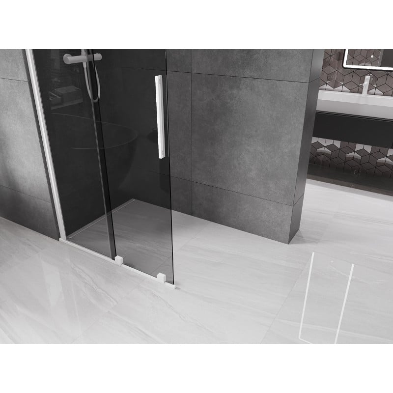 Mexen Velar ścianka prysznicowa rozsuwana Walk-in 80 x 200 cm, grafit 8 mm, biała - 871-080-000-43-20