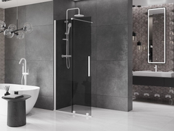 Mexen Velar ścianka prysznicowa rozsuwana Walk-in 90 x 200 cm, grafit 8 mm, biała - 871-090-000-43-20
