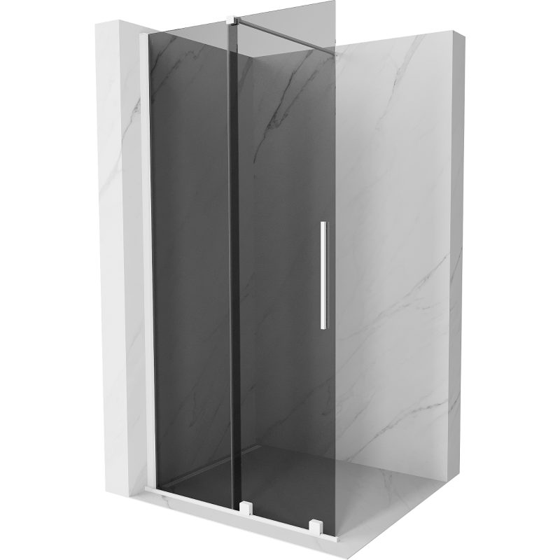 Mexen Velar ścianka prysznicowa rozsuwana Walk-in 100 x 200 cm, grafit 8 mm, biała - 871-100-000-43-20