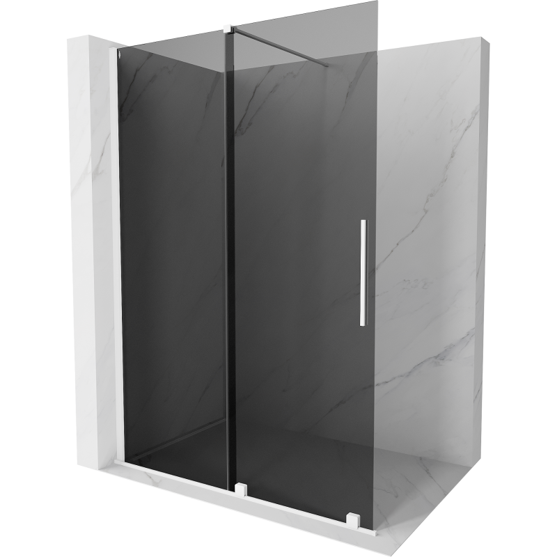 Mexen Velar ścianka prysznicowa rozsuwana Walk-in 150 x 200 cm, grafit 8 mm, biała - 871-150-000-43-20
