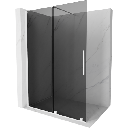 Mexen Velar ścianka prysznicowa rozsuwana Walk-in 150 x 200 cm, grafit 8 mm, biała - 871-150-000-43-20