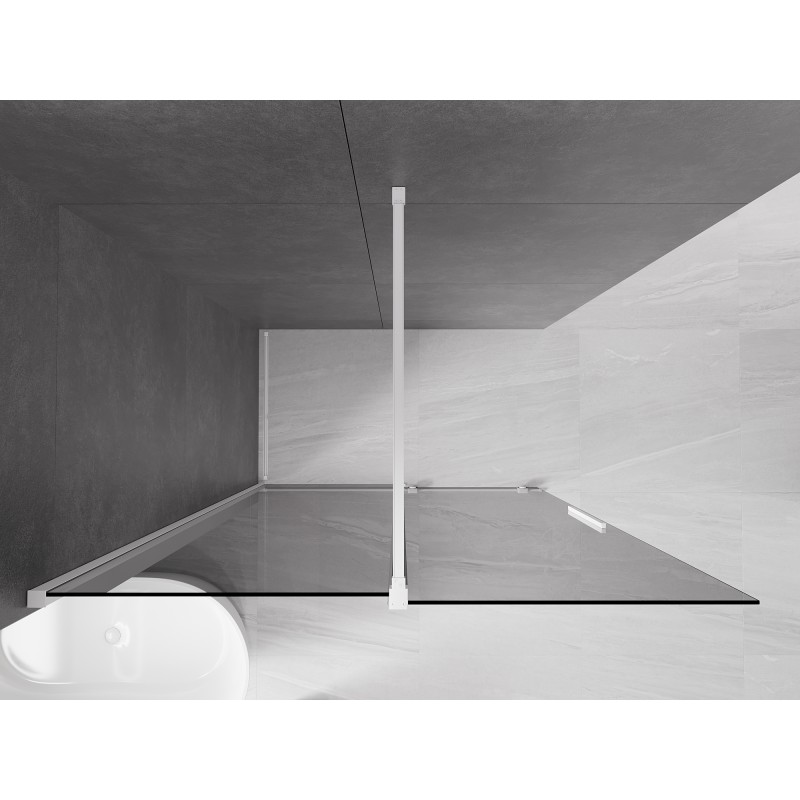 Mexen Velar ścianka prysznicowa rozsuwana Walk-in 130 x 200 cm, grafit 8 mm, biała - 871-130-000-43-20
