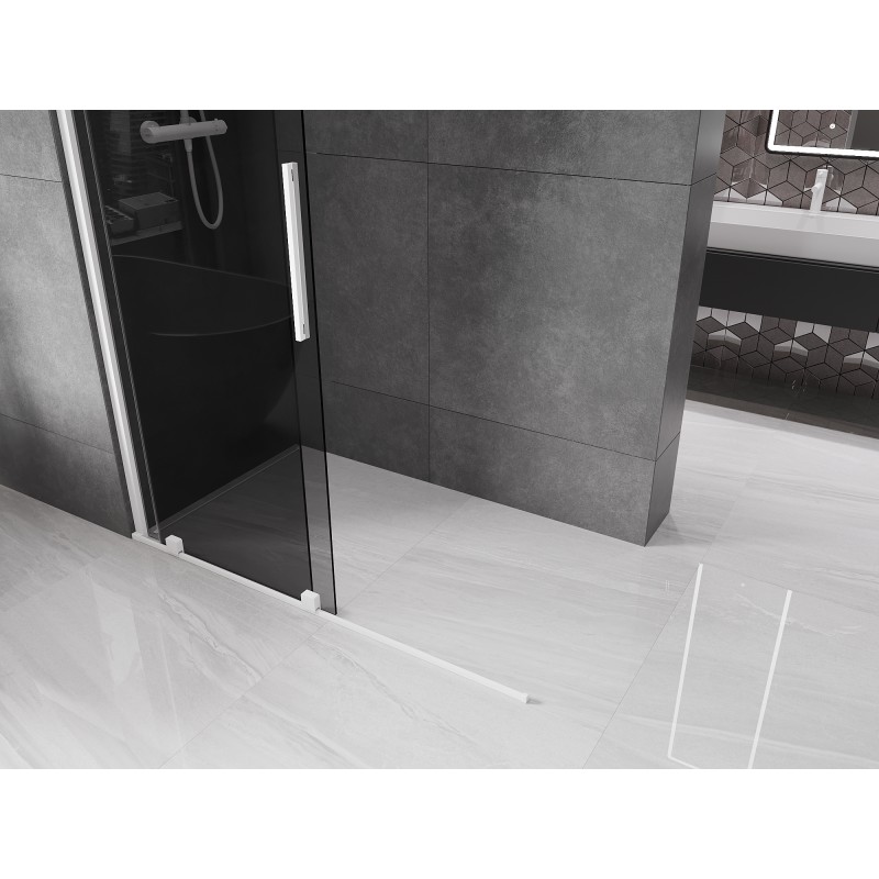 Mexen Velar ścianka prysznicowa rozsuwana Walk-in 160 x 200 cm, grafit 8 mm, biała - 871-160-000-43-20