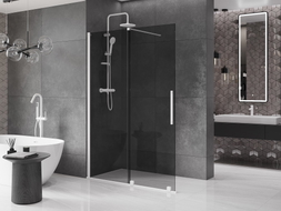Mexen Velar ścianka prysznicowa rozsuwana Walk-in 160 x 200 cm, grafit 8 mm, biała - 871-160-000-43-20