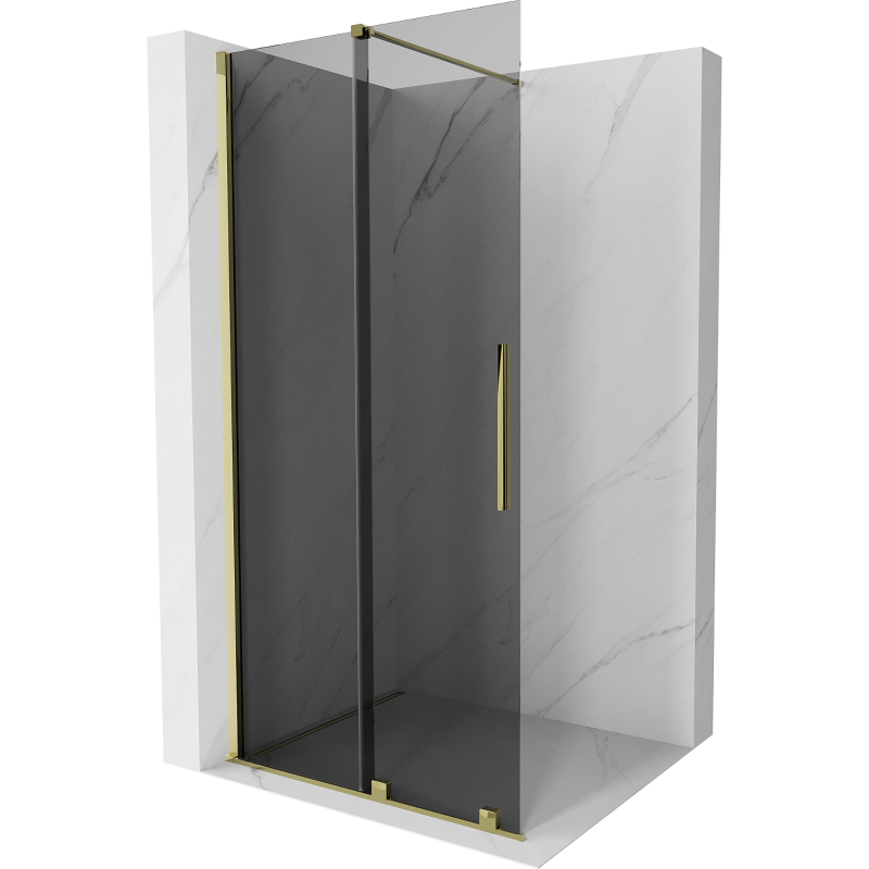 Mexen Velar ścianka prysznicowa rozsuwana Walk-in 90 x 200 cm, grafit 8 mm, złota - 871-090-000-43-50