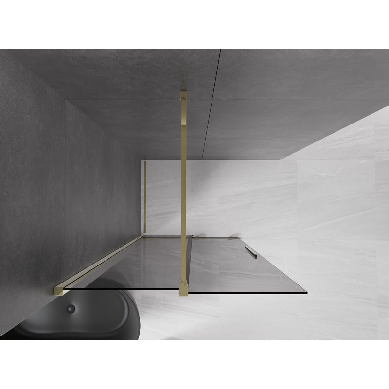 Mexen Velar ścianka prysznicowa rozsuwana Walk-in 85 x 200 cm, grafit 8 mm, złota - 871-085-000-43-50