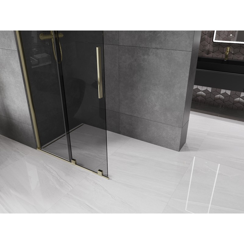 Mexen Velar ścianka prysznicowa rozsuwana Walk-in 90 x 200 cm, grafit 8 mm, złota - 871-090-000-43-50