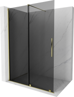 Mexen Velar ścianka prysznicowa rozsuwana Walk-in 140 x 200 cm, grafit 8 mm, złota - 871-140-000-43-50