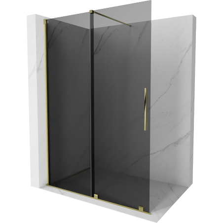 Mexen Velar ścianka prysznicowa rozsuwana Walk-in 160 x 200 cm, grafit 8 mm, złota - 871-160-000-43-50