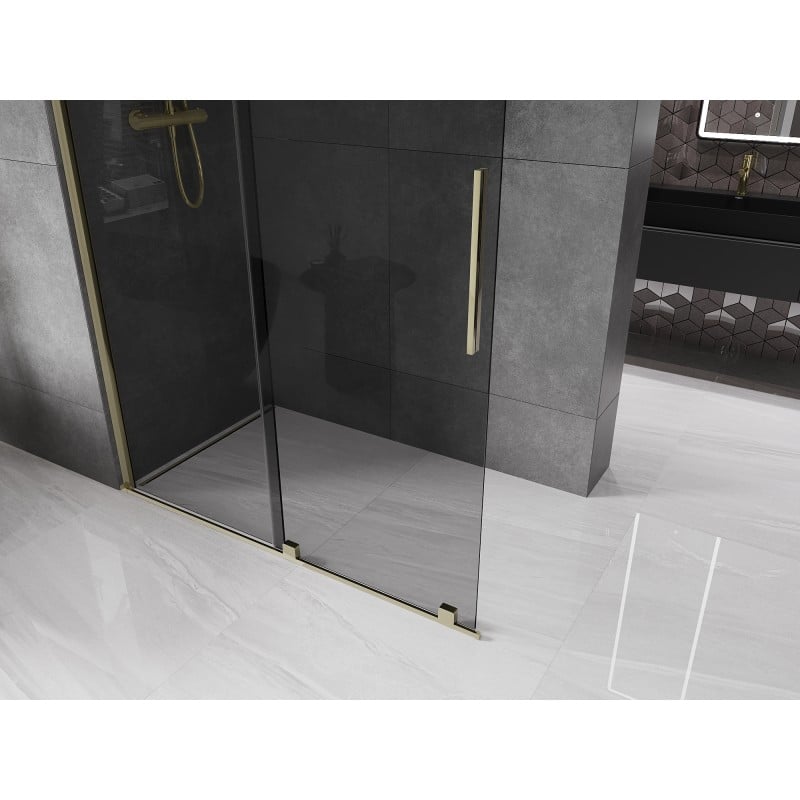 Mexen Velar ścianka prysznicowa rozsuwana Walk-in 160 x 200 cm, grafit 8 mm, złota - 871-160-000-43-50