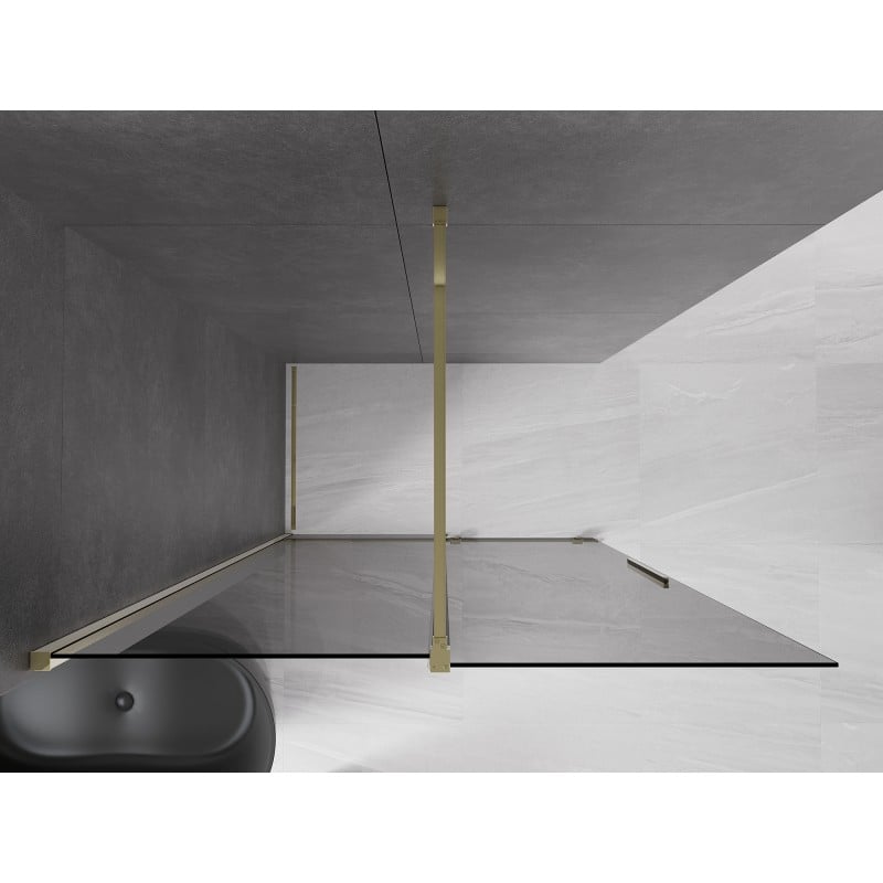 Mexen Velar ścianka prysznicowa rozsuwana Walk-in 130 x 200 cm, grafit 8 mm, złota - 871-130-000-43-50