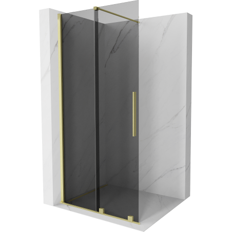 Mexen Velar ścianka prysznicowa rozsuwana Walk-in 75 x 200 cm, grafit 8 mm, złota szczotkowana - 871-075-000-43-55