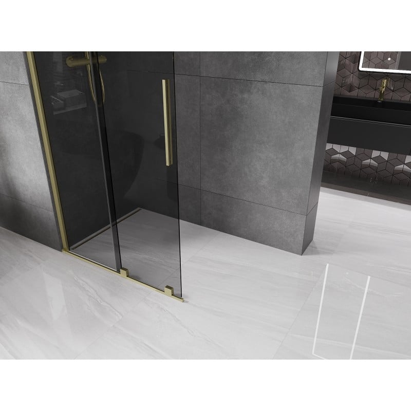 Mexen Velar ścianka prysznicowa rozsuwana Walk-in 80 x 200 cm, grafit 8 mm, złota szczotkowana - 871-080-000-43-55
