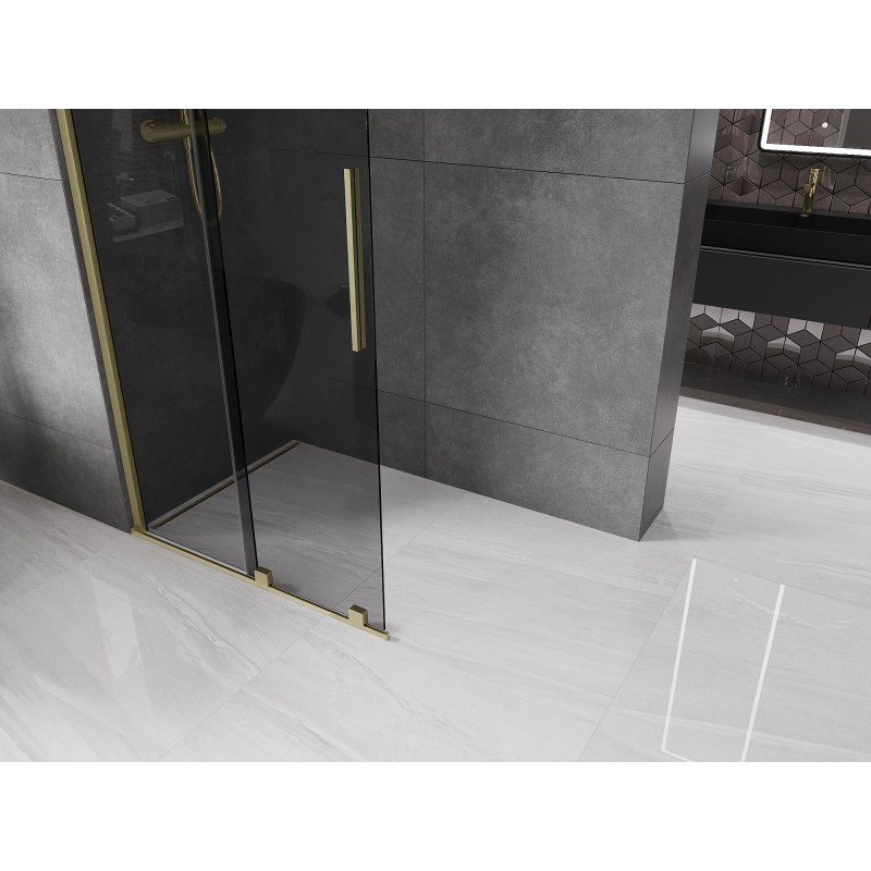 Mexen Velar ścianka prysznicowa rozsuwana Walk-in 110 x 200 cm, grafit 8 mm, złota szczotkowana - 871-110-000-43-55