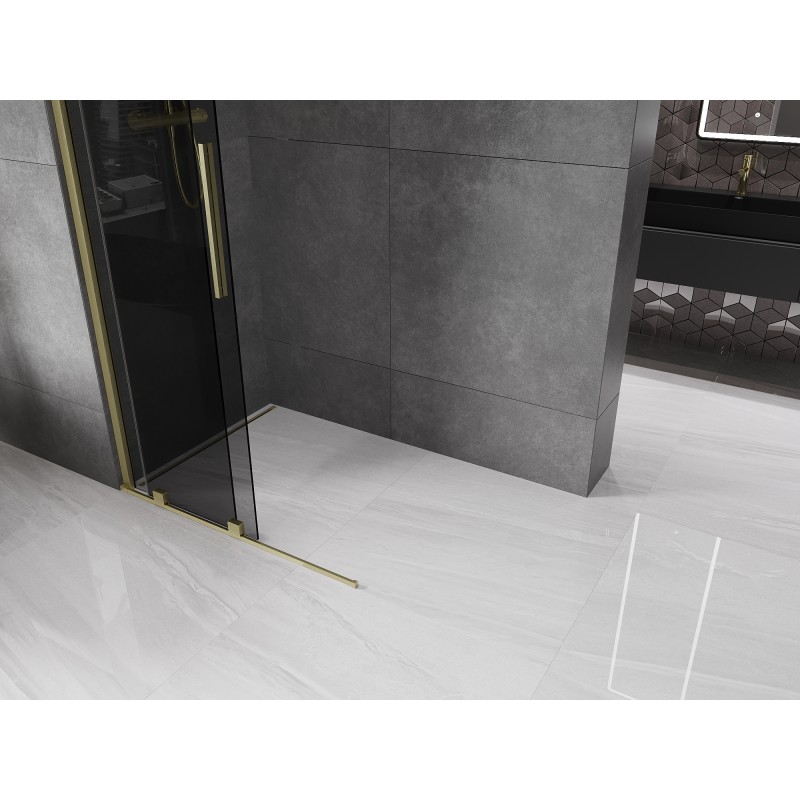 Mexen Velar ścianka prysznicowa rozsuwana Walk-in 90 x 200 cm, grafit 8 mm, złota szczotkowana - 871-090-000-43-55