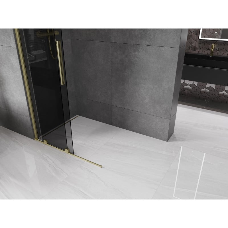 Mexen Velar ścianka prysznicowa rozsuwana Walk-in 120 x 200 cm, grafit 8 mm, złota szczotkowana - 871-120-000-43-55
