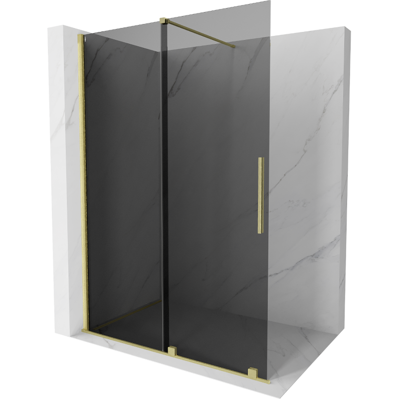 Mexen Velar ścianka prysznicowa rozsuwana Walk-in 150 x 200 cm, grafit 8 mm, złota szczotkowana - 871-150-000-43-55