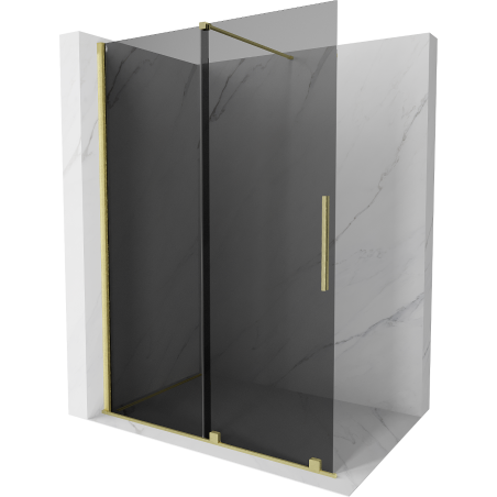 Mexen Velar ścianka prysznicowa rozsuwana Walk-in 150 x 200 cm, grafit 8 mm, złota szczotkowana - 871-150-000-43-55