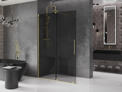 Mexen Velar ścianka prysznicowa rozsuwana Walk-in 150 x 200 cm, grafit 8 mm, złota szczotkowana - 871-150-000-43-55