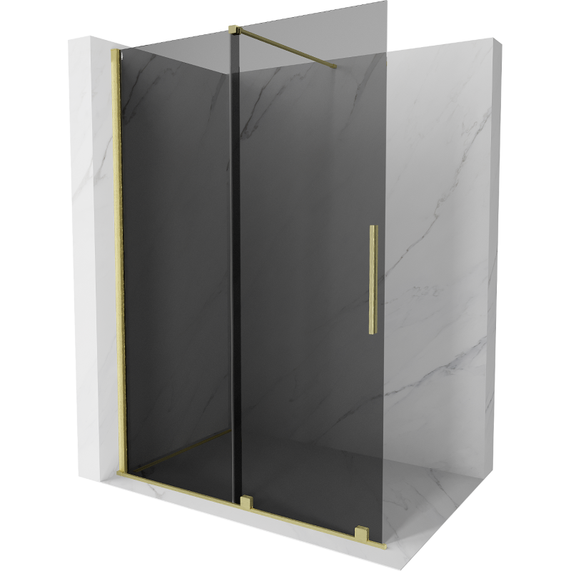 Mexen Velar ścianka prysznicowa rozsuwana Walk-in 130 x 200 cm, grafit 8 mm, złota szczotkowana - 871-130-000-43-55