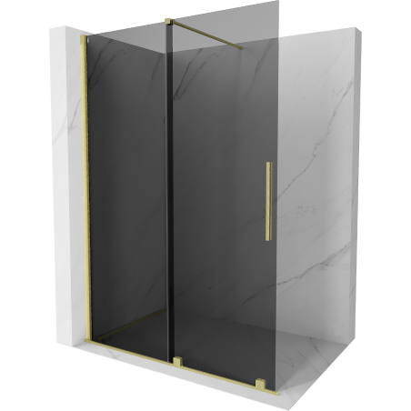 Mexen Velar ścianka prysznicowa rozsuwana Walk-in 160 x 200 cm, grafit 8 mm, złota szczotkowana - 871-160-000-43-55