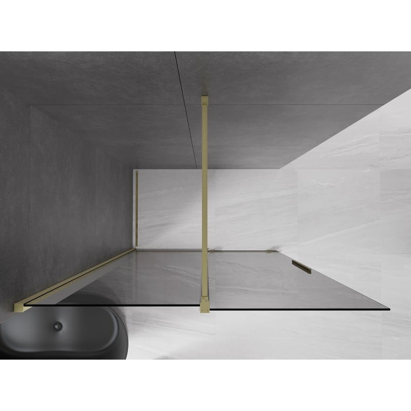 Mexen Velar ścianka prysznicowa rozsuwana Walk-in 160 x 200 cm, grafit 8 mm, złota szczotkowana - 871-160-000-43-55