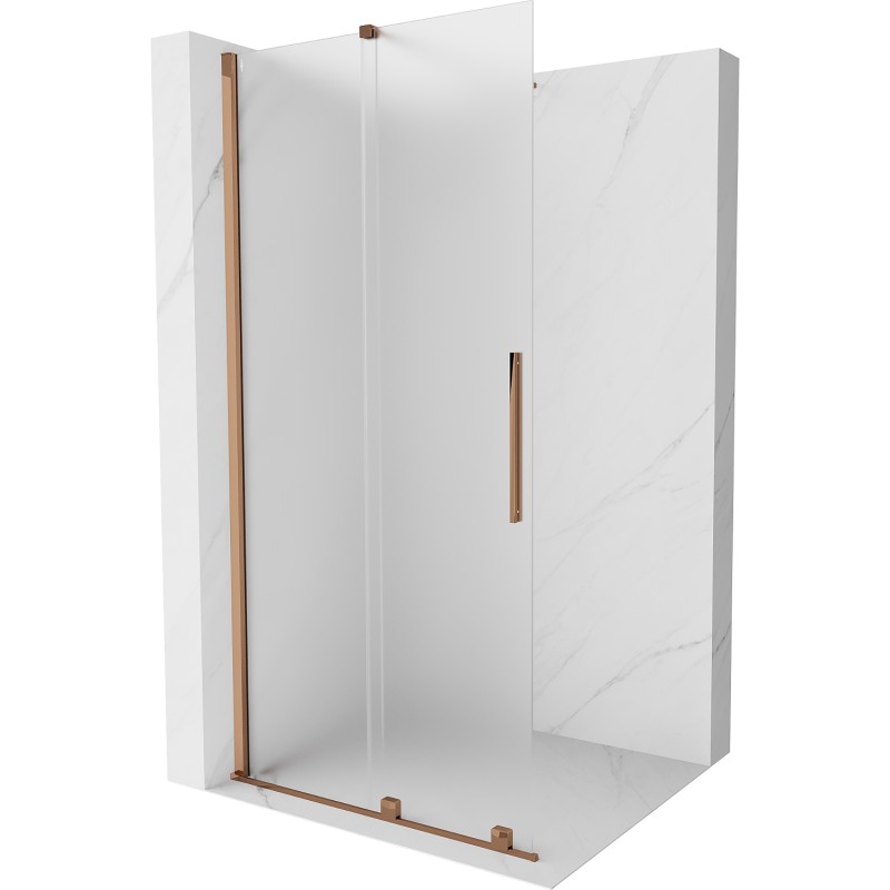 Mexen Velar ścianka prysznicowa rozsuwana Walk-in 70 x 200 cm, szron 8 mm, różowe złoto - 871-070-000-33-60