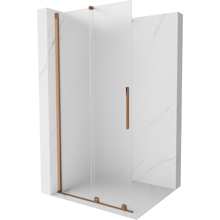 Mexen Velar ścianka prysznicowa rozsuwana Walk-in 75 x 200 cm, szron 8 mm, różowe złoto - 871-075-000-33-60
