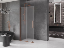 Mexen Velar ścianka prysznicowa rozsuwana Walk-in 75 x 200 cm, szron 8 mm, różowe złoto - 871-075-000-33-60