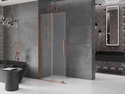 Mexen Velar ścianka prysznicowa rozsuwana Walk-in 80 x 200 cm, szron 8 mm, różowe złoto - 871-080-000-33-60